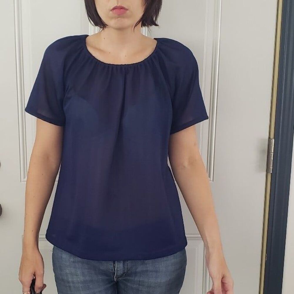 70s Sheer Navy Blue Top